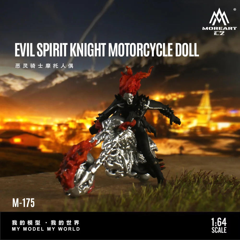 MoreArt 1:64 Evil Spirit Knight Motorcycle Beauty Figure Resin Model, Miniature Scene Decoration Gift&Display