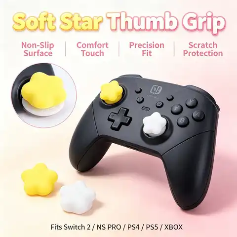 PCS Cute 3D Star Silicone Thumb Grip Caps, Joystick Protective Cover Compatible With Switch 2/Switch OLED/, P4, P5, Controller, Soft Anti-slip Game Console Joycon Accessories