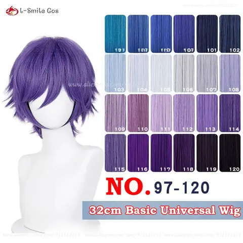 High Quality Purple Upgraded Flipped Ends 32cm Cosplay Wig For Men Women Halloween Cos Anime Wig Heat Resistant Synthetic Hair