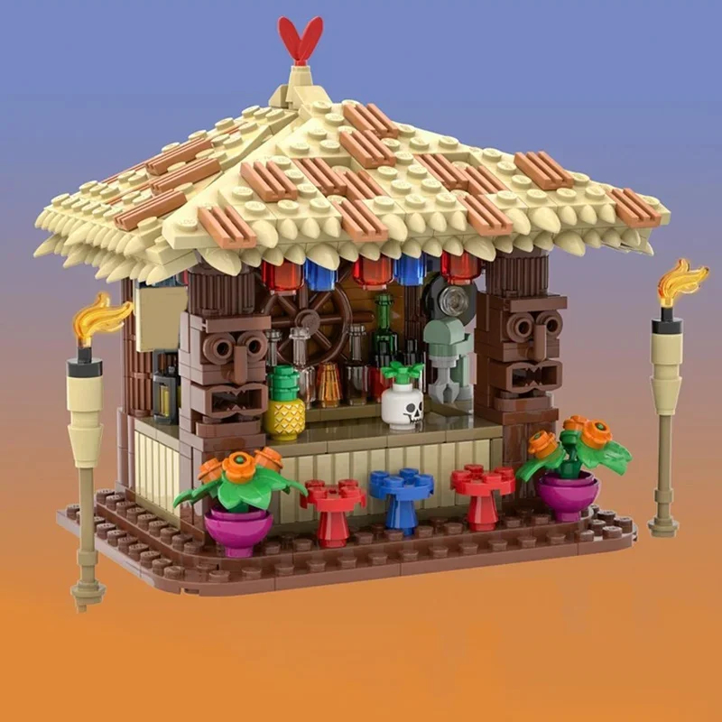 388pcs MOC Tiki Hut Beach Bar Iconsed Model Building Blocks Construction Christmas Gifts Assemble Toys DIY Idea Kids Birthday