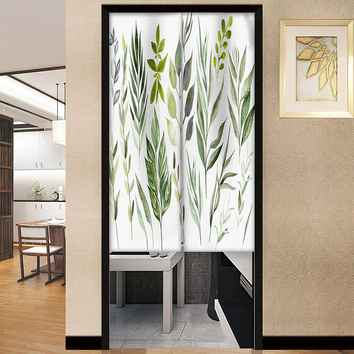 Eucalyptus Leaves Door Curtains Kids Bedroom Izakaya Hospital Partition Home Entrance Offices Hanging Half-Curtain Decoration