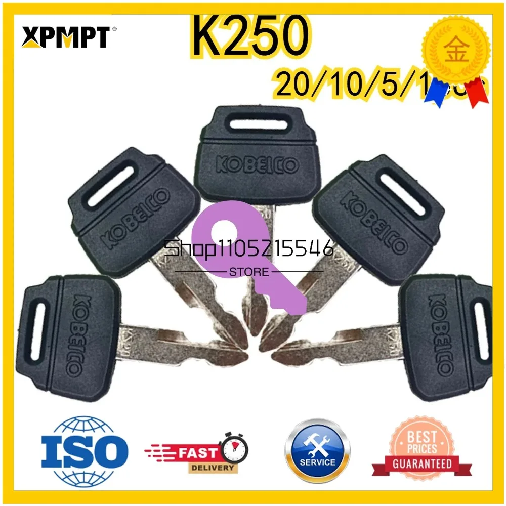 20/10/5/1pcs OEM K250 Keys for Kobelco Ignition Key Fits Kobelco Excavator Loader Dozer Parts