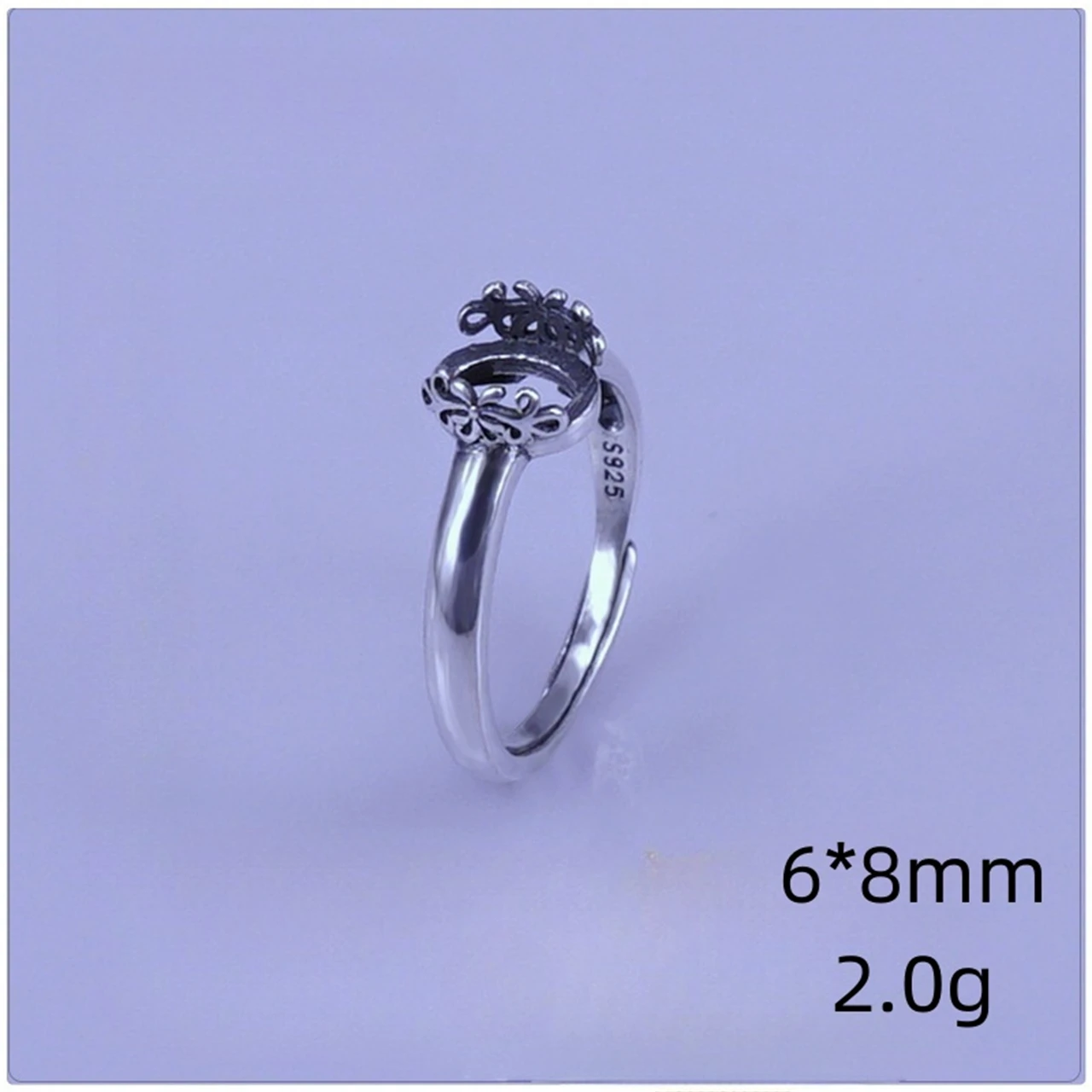 

S925 Sterling Silver Oval 6*8mm Retro Ring Setting With Turquoise Sapphire Women Men Support Gifts Engagement Jewelry Wholesale