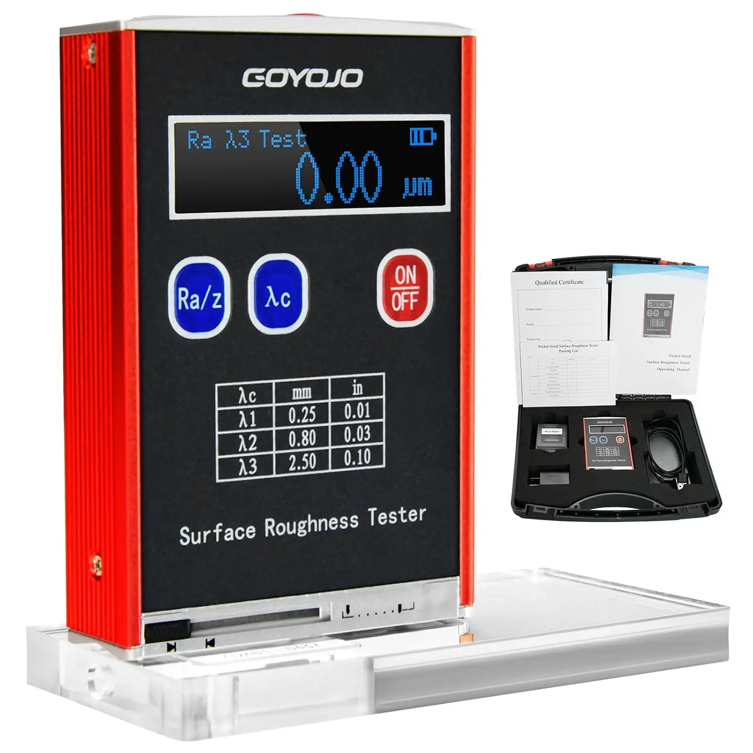 GOYOJO High Accuracy Surface Roughness Tester 001um Portable Gauge Ra Rq 005 150um Rz Rt 01 500um With Calibration Block