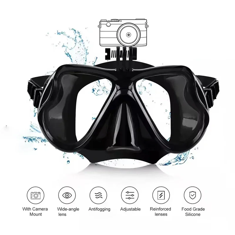 Professional Underwater Mask Camera Diving Mask Swimming Goggles Snorkel Scuba Diving Equipment Camera Holder For GoPro Mount