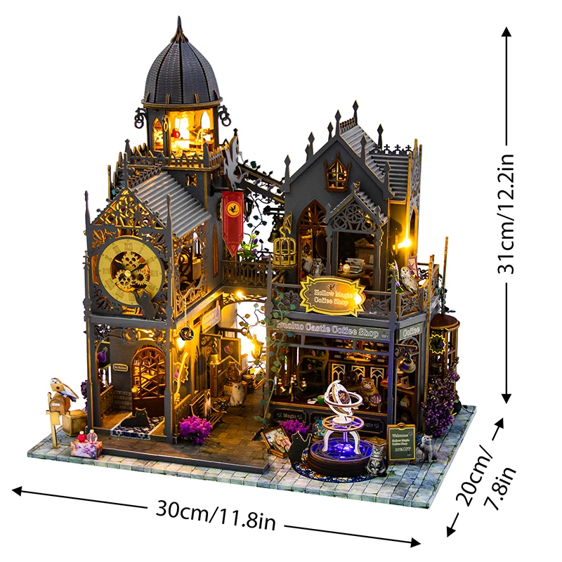 Retro diy de madeira em miniatura casas de boneca estatuetas 3d puzzle kit montagem com móveis casa casas de bonecas para amigo presente natal