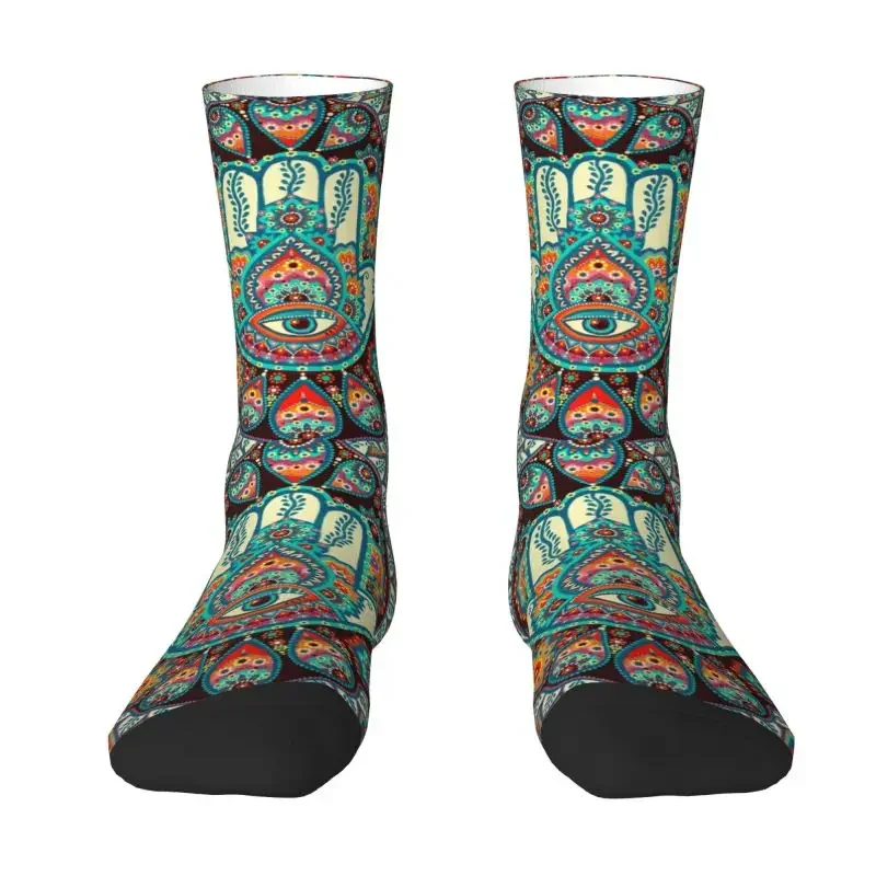 Hamsa Hand Evil Eye Mandala Men's Crazy Crew Socks Hip Hop Cute 3D Printing Tribes Amulet Dress Socks