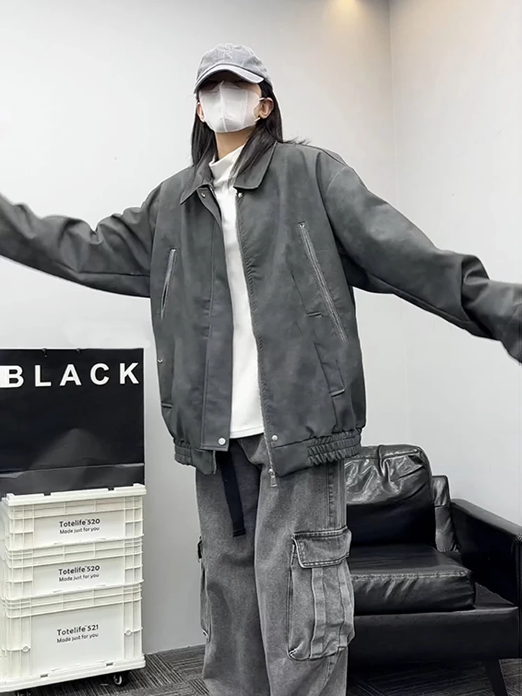 

Мужская кожаная куртка Cleanfit в американском стиле ретро, модная высококачественная бейсбольная куртка Harington ort, пальто из полиэфирного волокна на молнии све