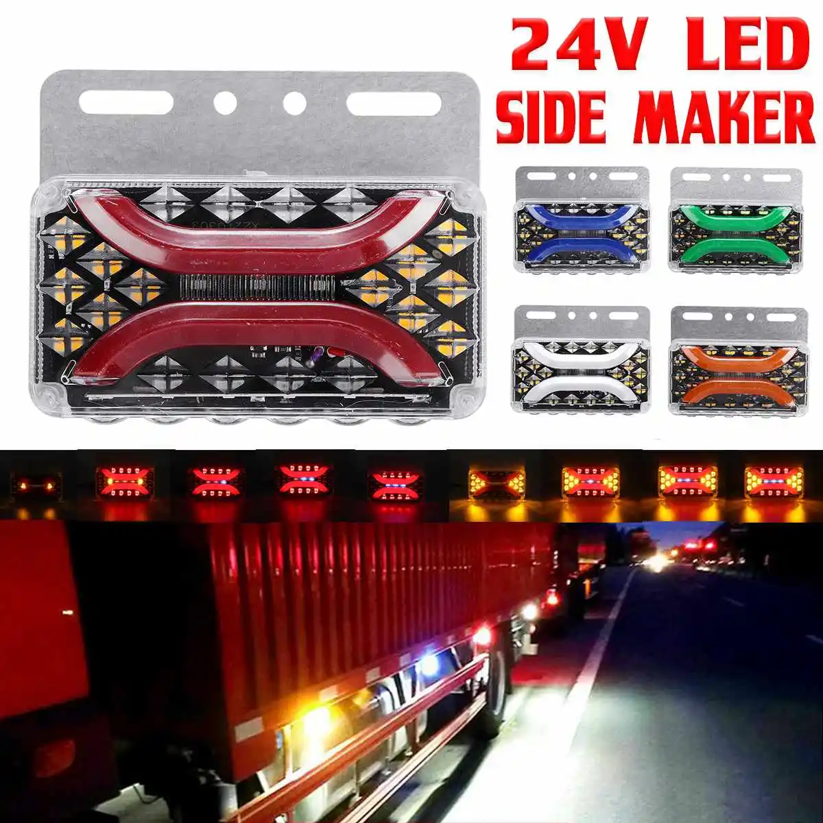 LED Dynamic Car Truck Side Marker Clearance Light 24V Turn Signal Indicator Lights Lamp Taillight for Trailer Lorry Bus Pick Up