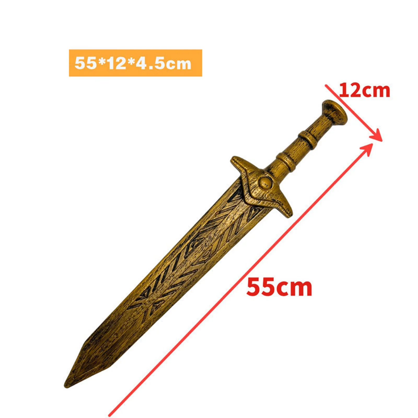 Warriors Realistic Halloween Wooden-grain Shield And Wide-sword Prop for Halloween Cosplay Party And Stage Performance 6