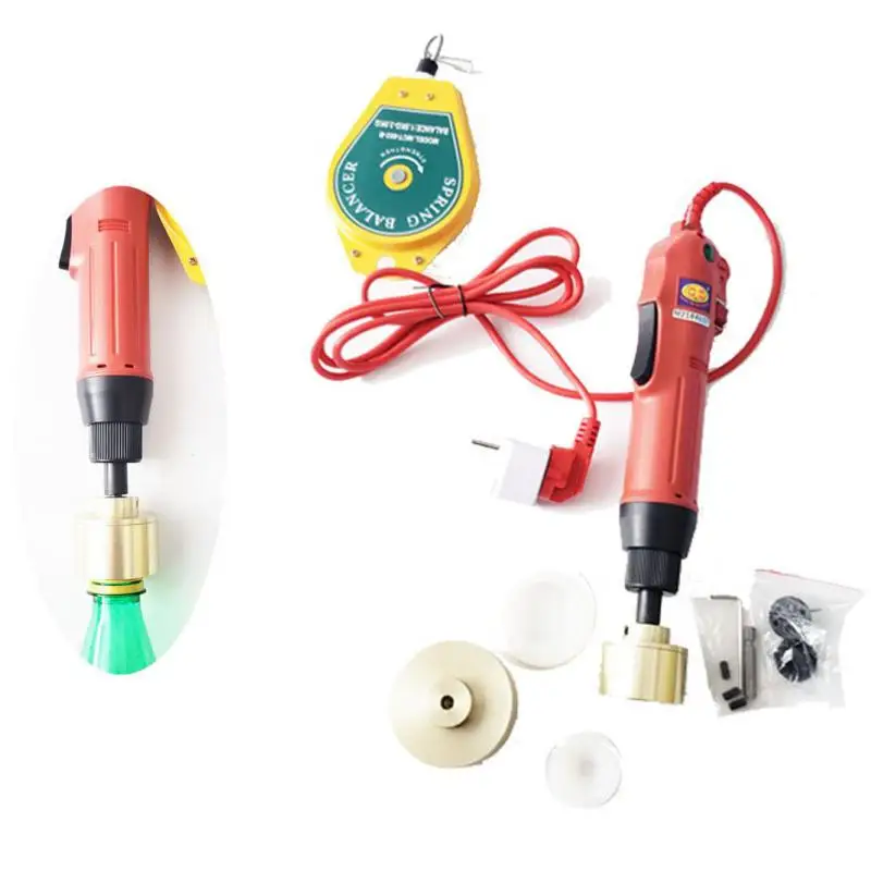 Máquina de tapado de botellas eléctrica, taponadora de tornillo con tapa Manual de 10-50mm, cubierta portátil semiautomática giratoria