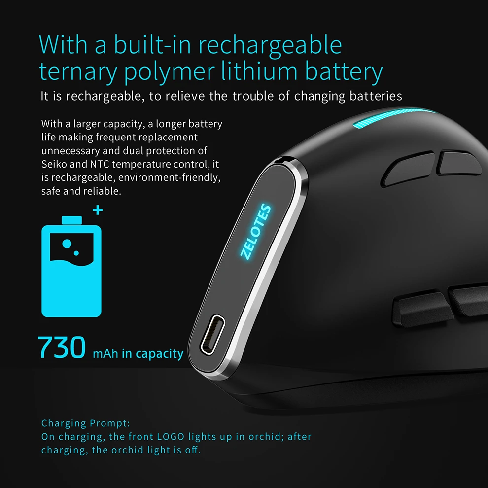 RGB Wireless Vertaical Mouse Rechargeable Bluetooth Mouse for Laptop Tablet Mackbook Programmable Gaming Mouse Ergonomic Mice