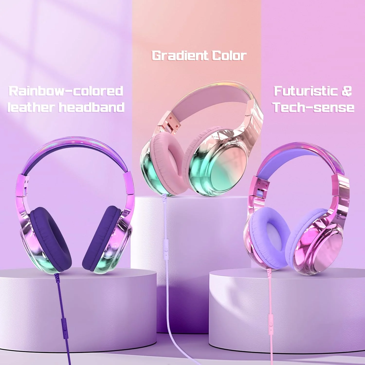 Soundproof Headphones For Kids Women Girls Gamer Headset With Mic For Tablet PC iPhone Music Stereo Headphone For School Travel