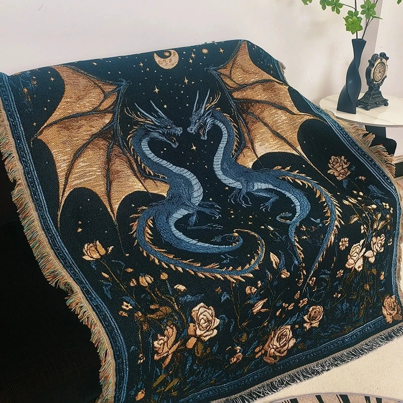 

Red Blue Plaid Blanket Sofa Cover Vintage Nordic Plaid Blankets for Beds Cotton Knitted Throw Tapestry Home Decoration Bedspread