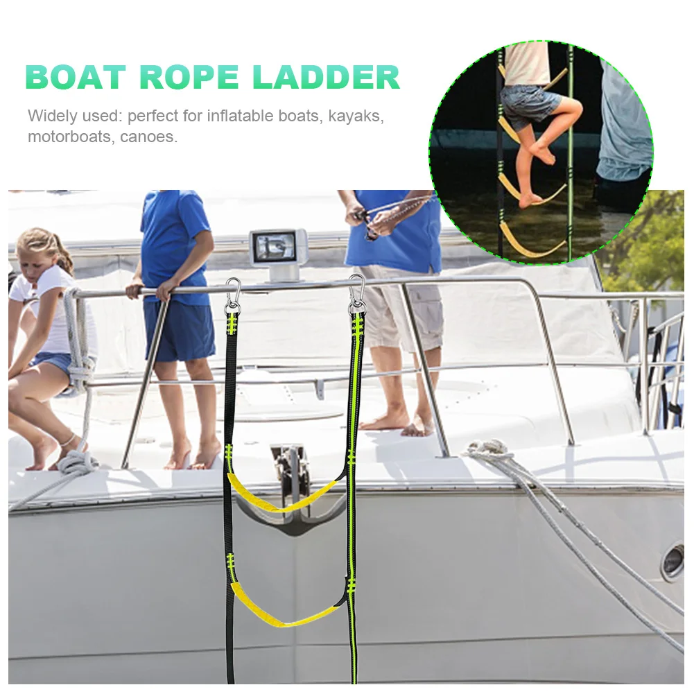 3/4/5 Step Assist Boat Folding Ladder Soft Sailboat Rope Ladder Stretchable Yacht Rope Ladder for Kayak Canoe for Sailboat Yacht