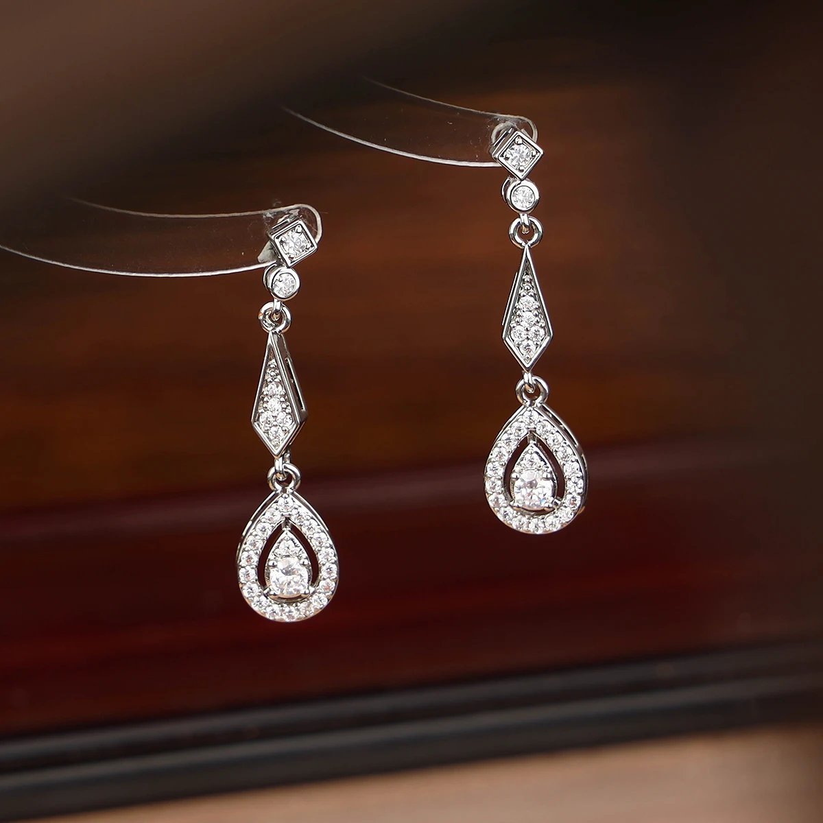 Pendientes de plata para mujer, aretes de circonita cúbica, MARQUESA, Boda nupcial, fiestas de boda, promoción