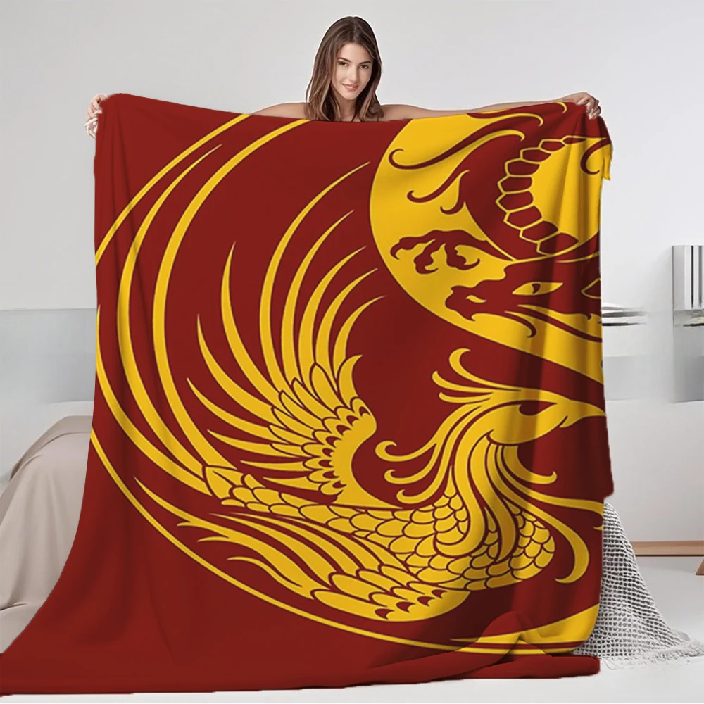

Nice Yellow and Red Dragon Phoenix Yin Yang Blanket room stuf, peluches, blanket for all season, blanket for Summer, throw
