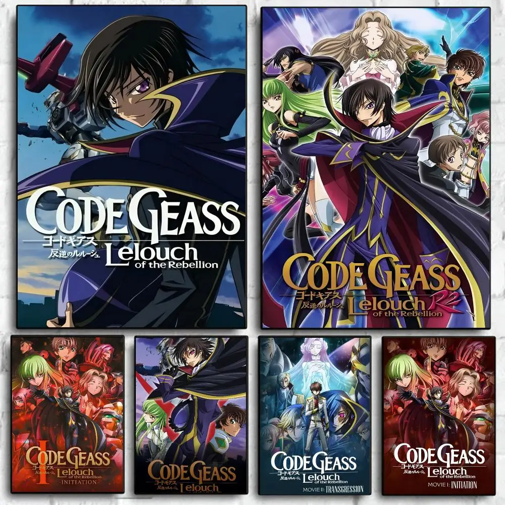 Retro Anime C-Code Geass Poster Self Adhesive Wall Art Decor for Bedroom Living Room Office Home Decor Gift