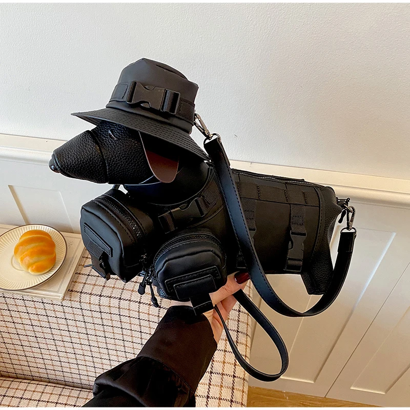 Creative 3d Dog Shaped Motorcycle Crossbody Bag Workwear Multi Pocket Personalized Big Bag Children's Holiday Birthday Gift New