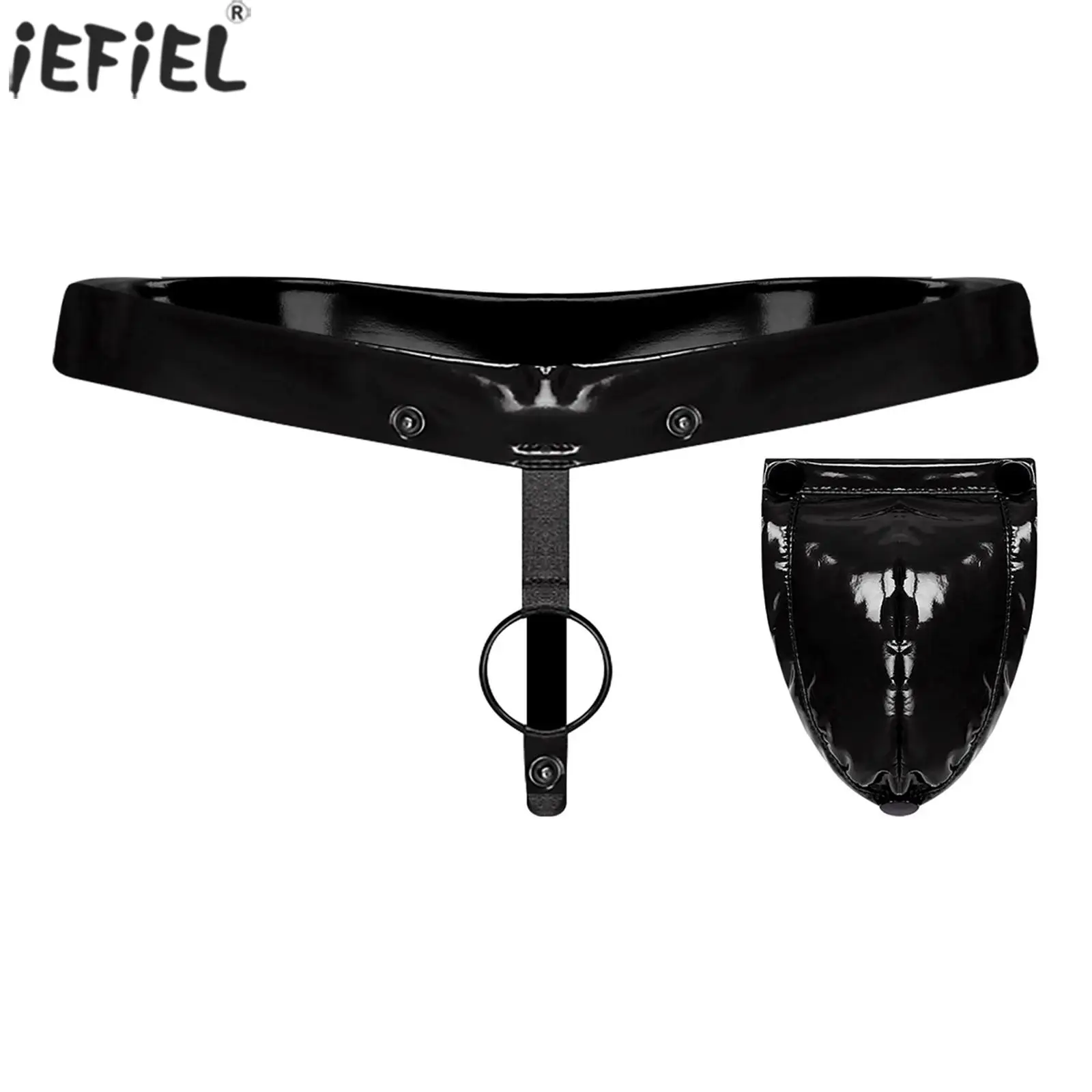 

Мужское нижнее белье, стринги с Т-образным кольцом и съемной промежностью, трусики, глянцевые трусы из искусственной кожи с Т-образной спинкой для эротических свиданий, трусики