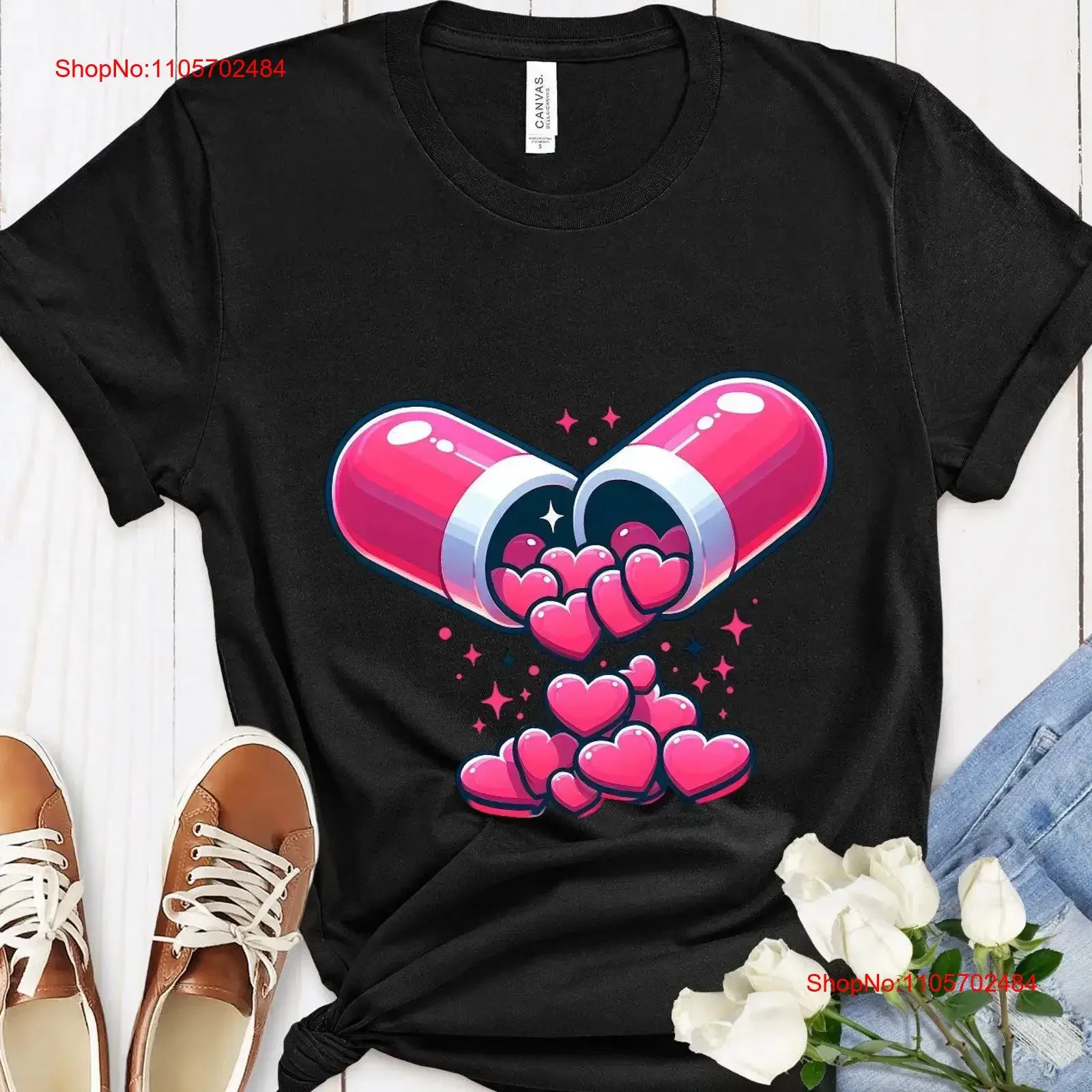 Valentine Heart Capsule T Shirt Pink Filled Romantic Love Symbol Top Fashionable Valentine's Wear vintage Washed graphic