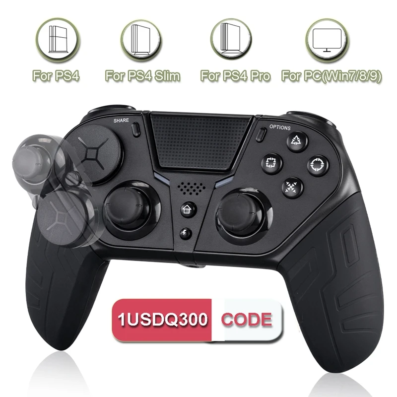 HOT-Wireless Bluetooth Controller for PS4/PS4 Slim/Pro Game Console Joystick Gamepad with Turbo Programmable Button-Black