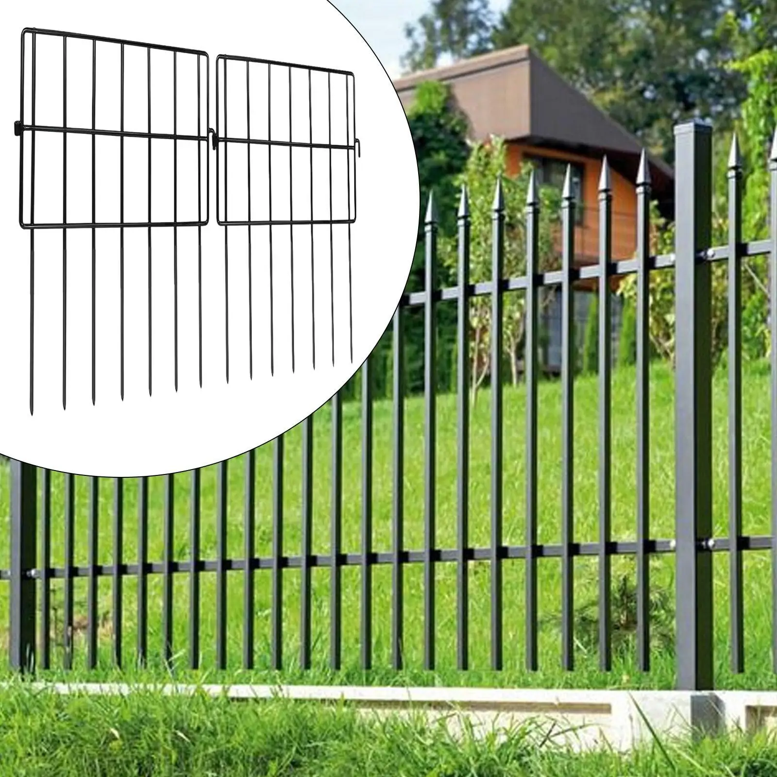 10x Pagar Taman Dekoratif Pagar Teras Serbaguna Kokoh dengan Tiang Tanah