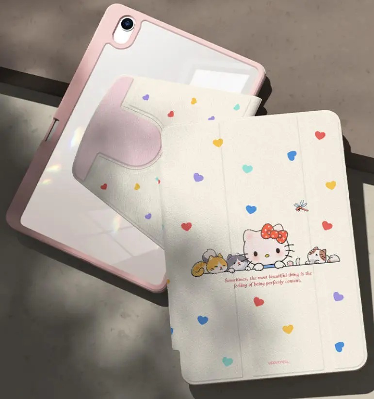 Hello Kitty für iPad Hülle iPad Pro 4 5 6 12,9 Zoll M4 Air 4 5 10,9 Zoll M2 M3 Schutzhülle Ipad 8/9/10 10,2 Zoll A16 11 Zoll Tablet Cover