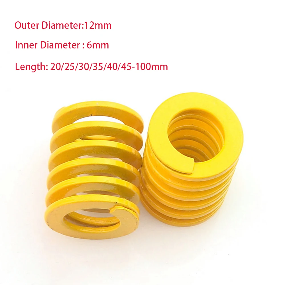 1-30Pcs Yellow Small Load Die Mold Spring Compression Springs Outer Diameter 12mm ID 6mm Length 20/25/30/35/40/45-100mm