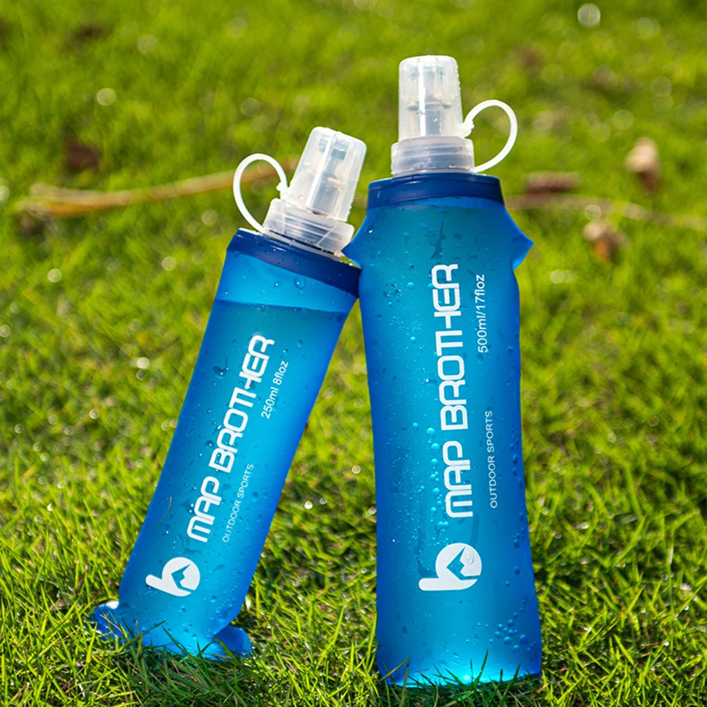 250/500ML Portable Water Cup Outdoor Sport Camping Running Sport Bicycle Soft Water Bottle Folding TPU Soft Flask Water Bag