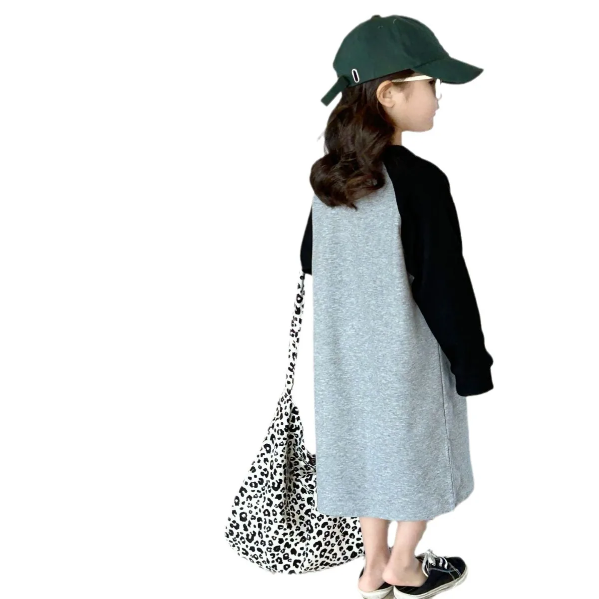 Children Clothing Girls Dress 2024 Spring New Korean Style Girls Long Sleeve Mid-length Hoodie Dress Spring Casual Dress