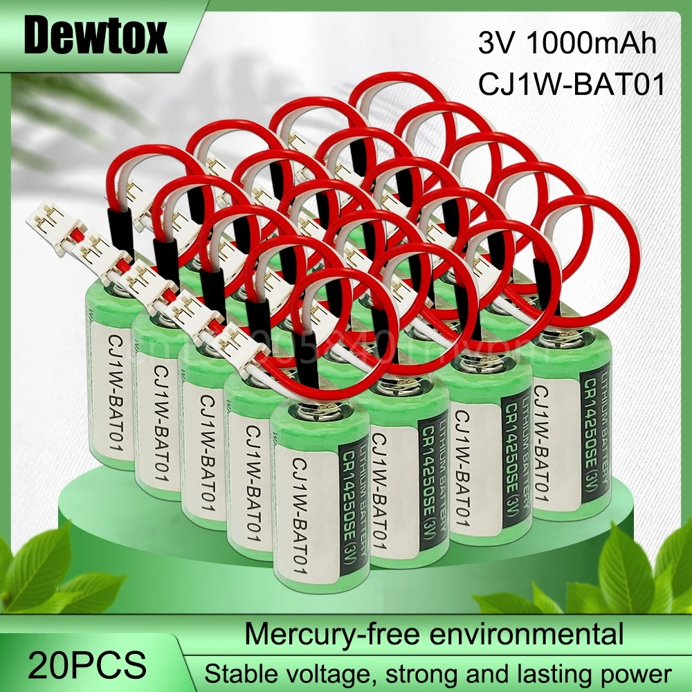 

20PCS NEW 3V 1000mAh CP1W-BAT01 CJ1W-BAT01 CR14250SE-R PLC Lithium Batteries With Wpecial Plug CP1E