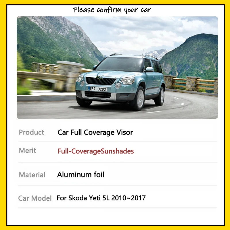 For Skoda Yeti 5L 2010~2017 Car Full Coverage Sunshades Sun UV Protection Visor Windows Sunshade Covers Windshields  Accessories