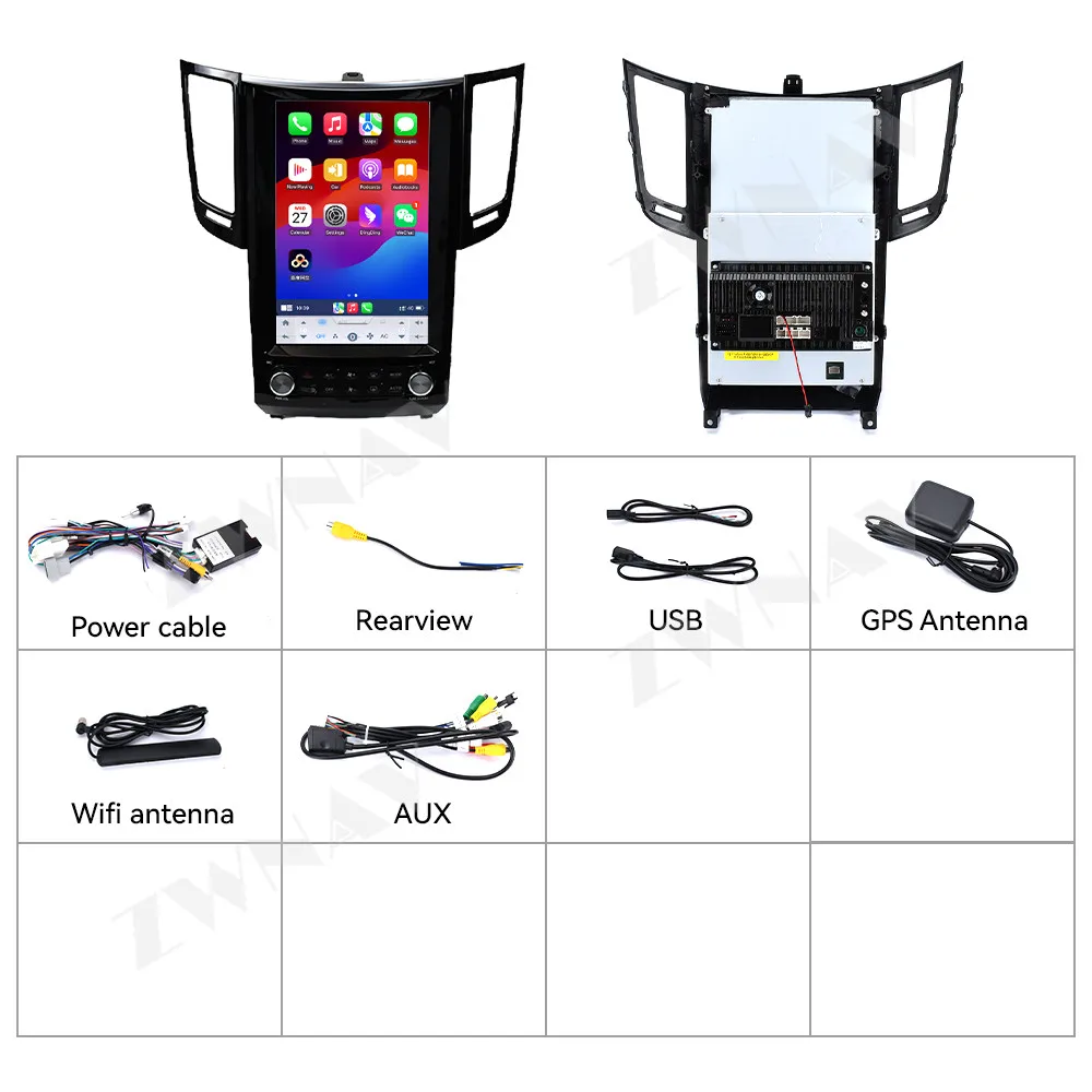 Android 14 Car Radio 12.1' Screen For Infiniti FX/FX25/FX35/FX37QX70 2009-2016 Navigation Wireless GPS Player Multimedia Player