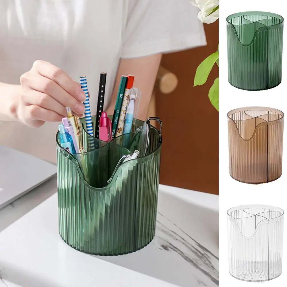 

Multifunctional Plastic 4 Grids Makeup Brush Bucket Visible Drain Makeup Brush Cup Transparent Makeup Organizer Student