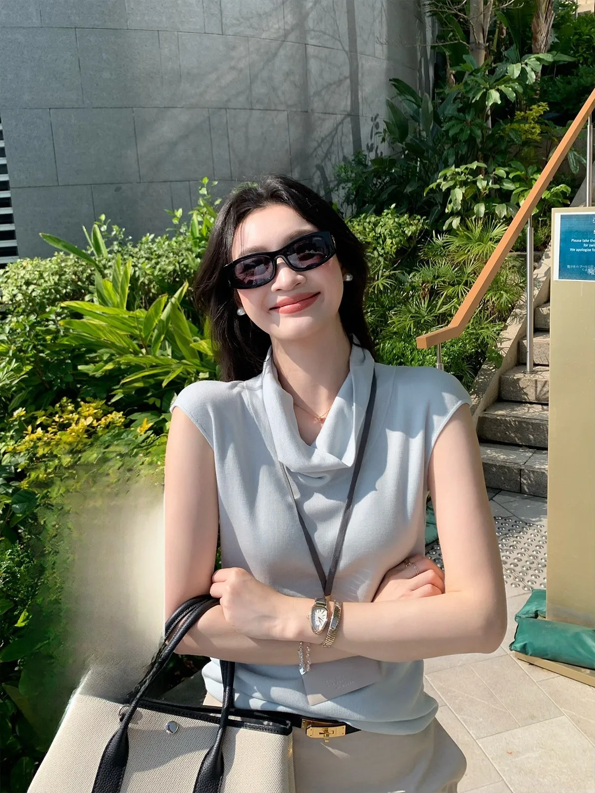 

Folelse Gallery Sleeveless Knitted Vest Women's Spring Summer Minimalist Style Soft Lyocell Fabric Breathable Skin-friendly