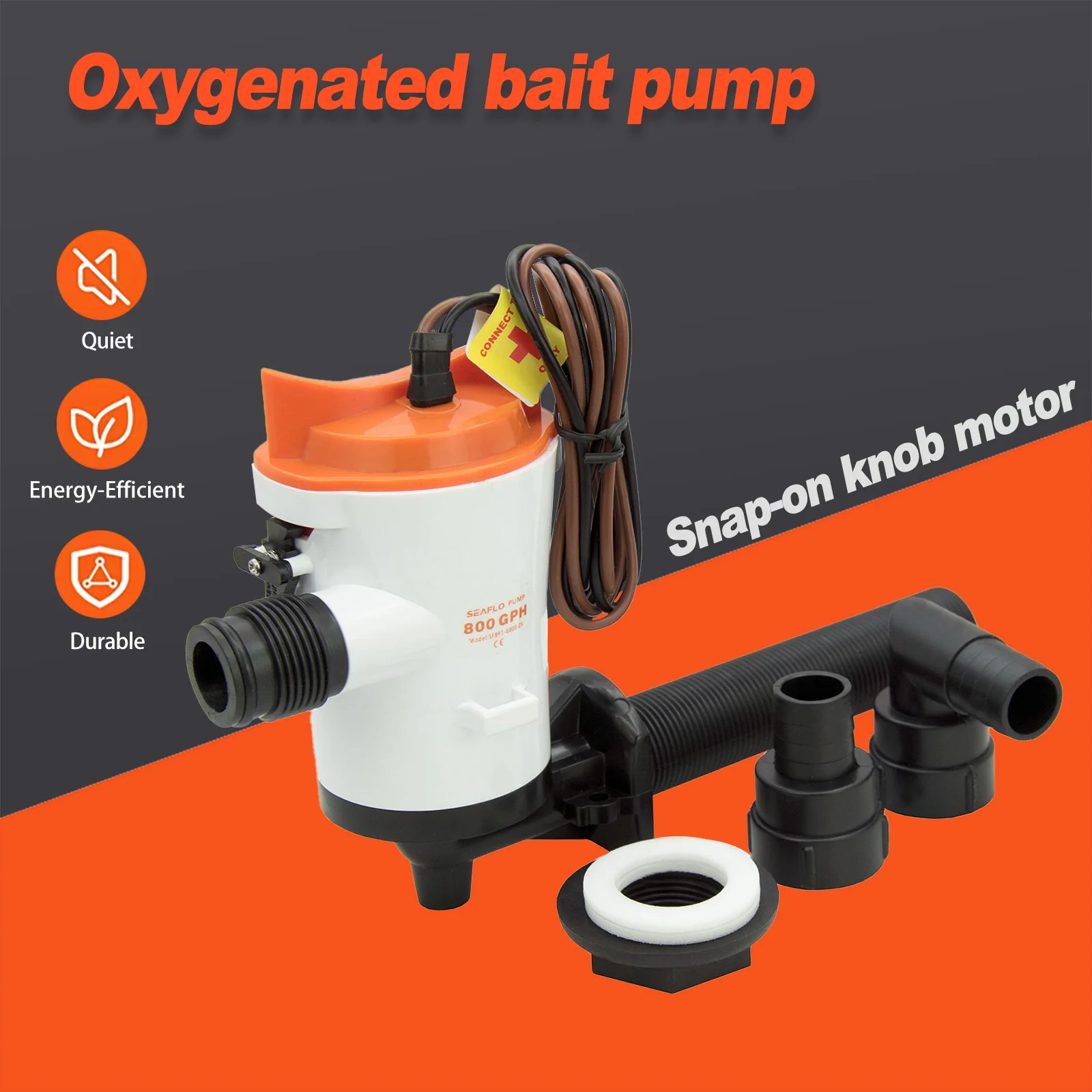 12V 800GPH Tauchpumpe mit Winkelkartusche für Bootsködertanks