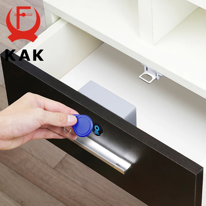 

KAK Electronic Lock Locker RFID Cabinet Lock Invisible Sensor Lock Hidden Drawer Locks Keyless Child Safety Lock Door Hardware