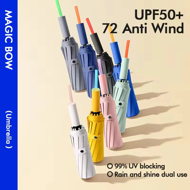 

Автоматический складной зонт с 12 ребрами, 3-секционный, для солнечной погоды/дождя/ветра, с защитой от ультрафиолета, простой в использовании.
