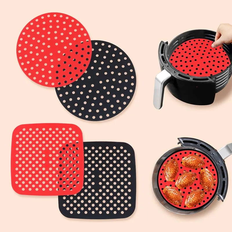 

Square Reusable Air Fryer Silicone Mat Kitchen Accessories Non-stick Baking Mat Pastry Tool Bakeware Oil Mat Cake Grilled Saucer