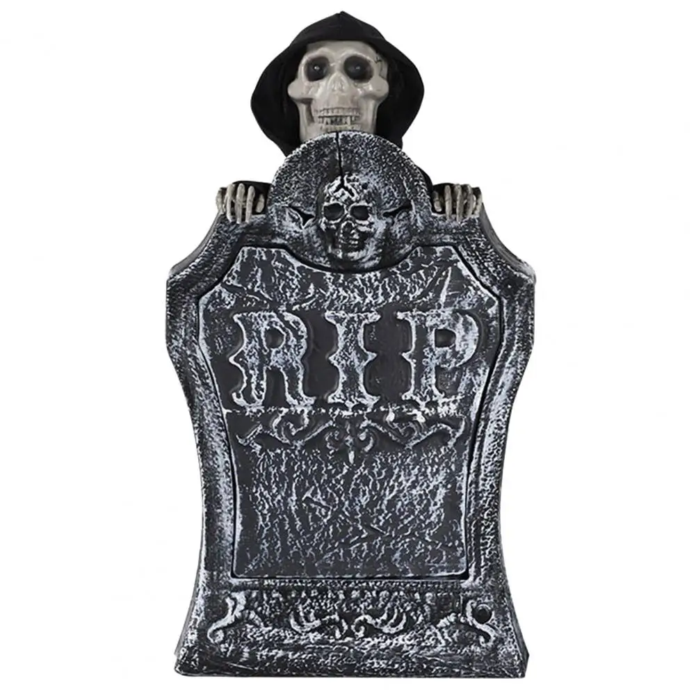 Halloween Glowing Tombstone Halloween Rip Tombstone Spooky Halloween Decorations Sound-activated Movable Skulls for Haunted