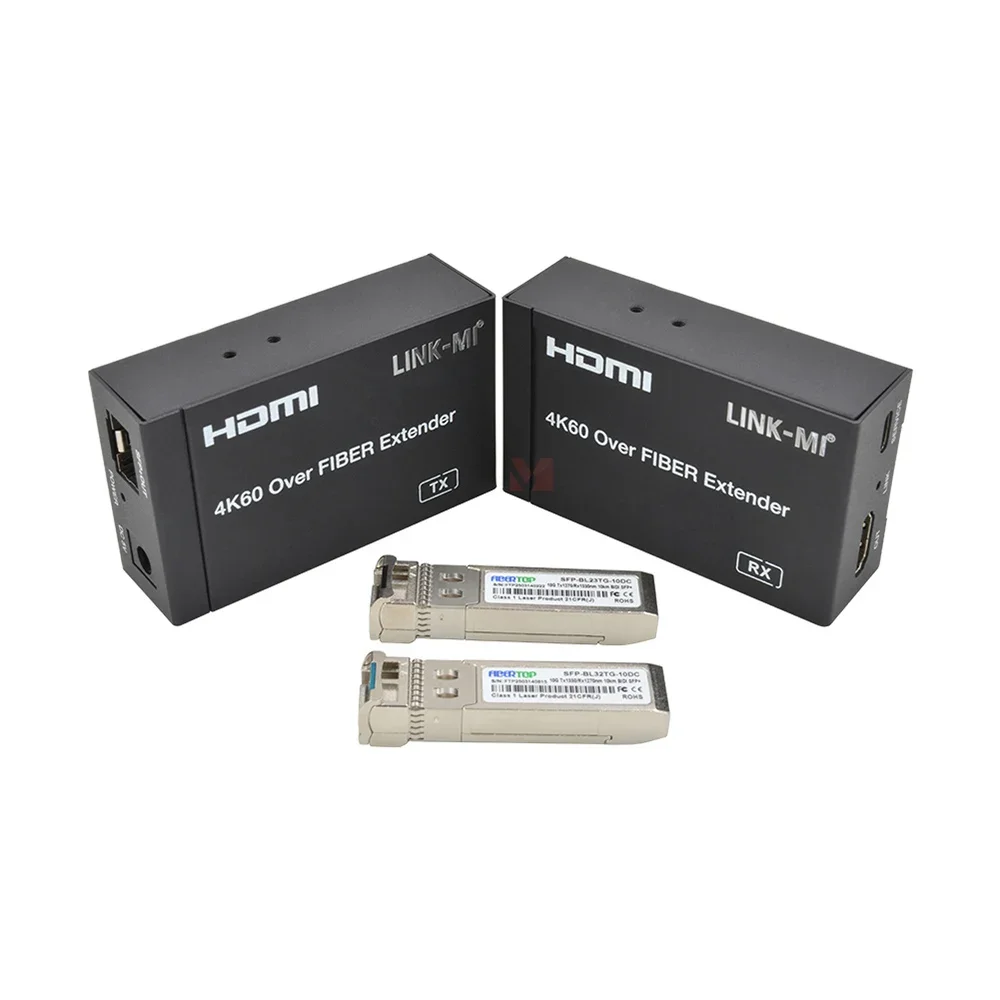 

Professional 4K for HDMI 2.0b Extender Single Mode Fiber SFP 10km 4K60Hz HDR ARC HDCP 2.2 DTS-HD Support Video Splitters