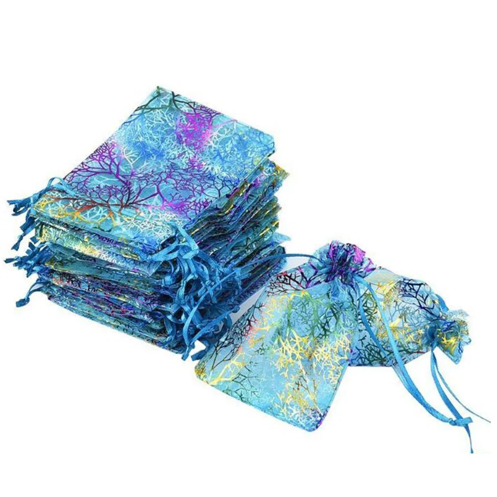 50pcs/Bag Mesh Organza Packaging Bag Portable Jewelry Bag Drawstring Bag Gift Bag Pouch Colorful Wedding Beauty Casual