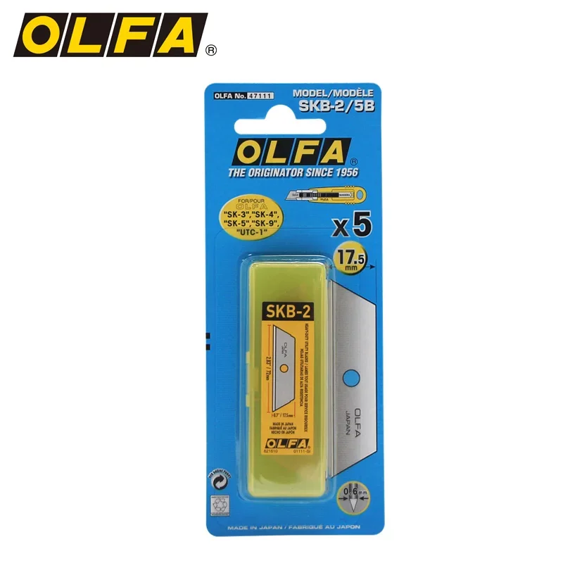 OLFA SKB-2/5B Spare Blades 5pcs Trapezoidal Safety Blade 0.6mm Thick Knife Accessories for SK-3 SK-4 SK-5 SK-6 SK-9 UTC-1 Cutter