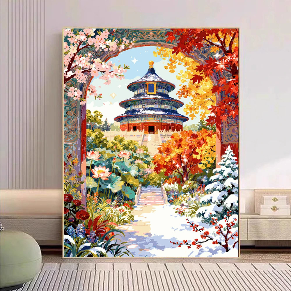 European Cafe Window Scenery Modern Wall Decor Oil Painting By Numbers for Living Room Bedroom Perfect Gift No Frame