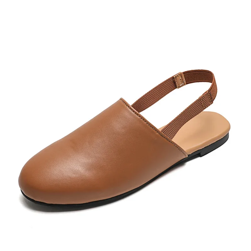 New Arrival Kids Slipper Spring Summer Gold White Brown Leather Sling Back For Boys Girls Size 21-42