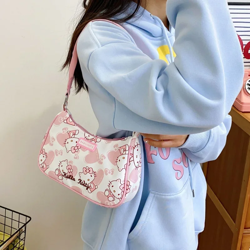 Sanrio tas punggung kartun Hello Kitty, ransel tas bahu lucu Kulomie, tas tangan cewek, tas Anime, tas punggung mode kartun baru