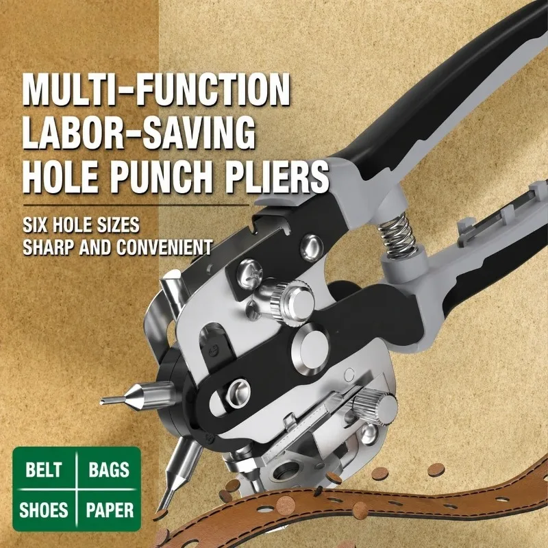 Hole Punch Pliers Leather Hole Punch Belt Watch Strap  Tool Rotary Hole Punch for Leather Plastic DIY Repair
