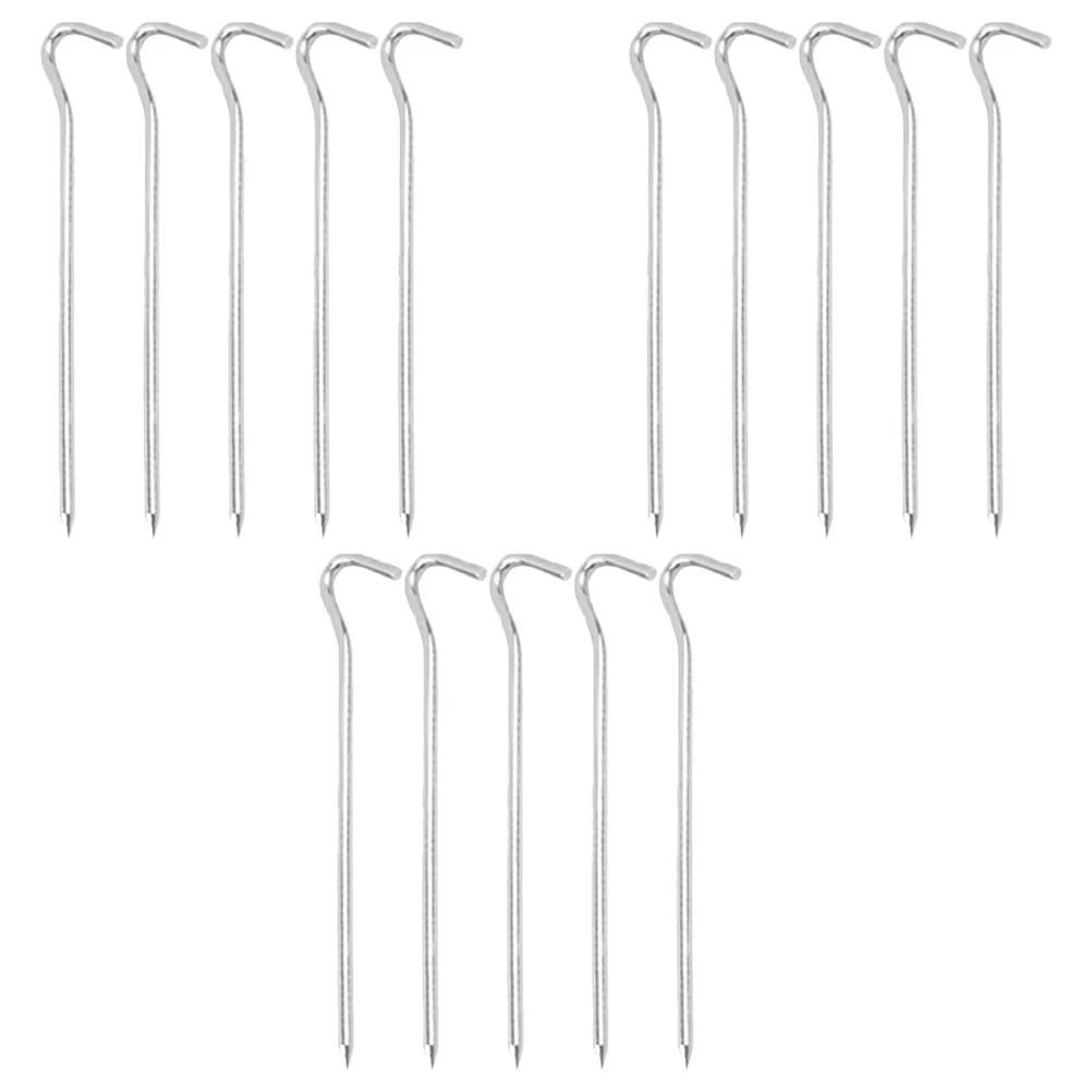 

15pcs Aluminum Alloy Tent Stakes Heavy Duty Camping Accessories Ground Pegs Outdoor Soggy Hard Soil Curved Hook Rust Proof