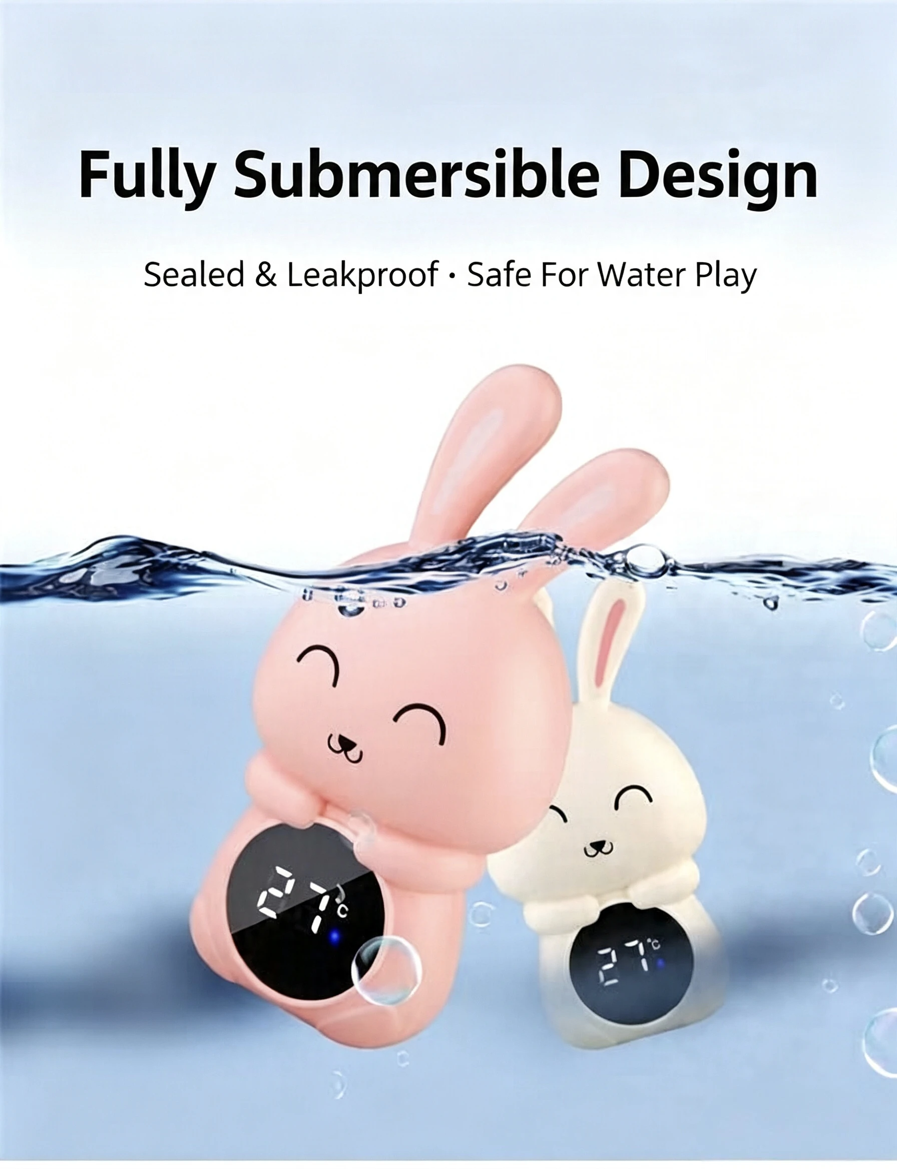 Baby Bath Water Thermometer Fit Newborn Infant, Digital Waterproof Shower Temperature Gauge Cute Cartoon Floating Thermometer Fo